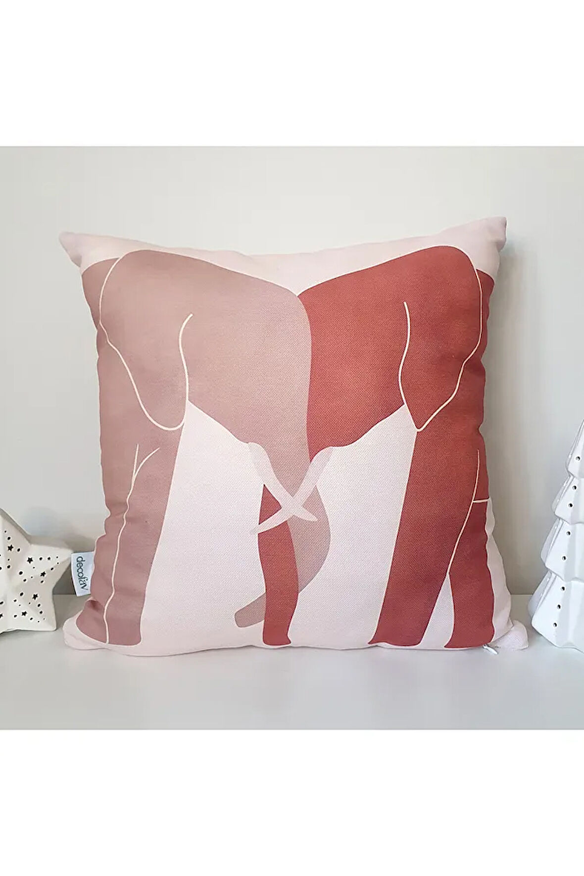 Minimalist Sevgi Dolu Filler Silüet Tasarımlı Kırlent Kılıfı 43x43 cm