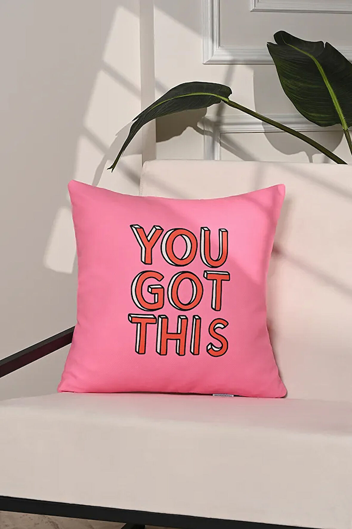 You Got This Motive Edici Yazılı Pembe Kırlent Kılıfı – 43x43cm