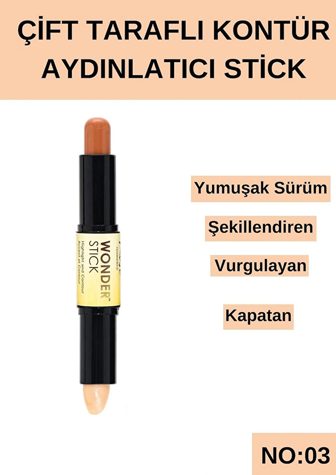 Çift Taraflı Kontür Aydınlatıcı Stick
