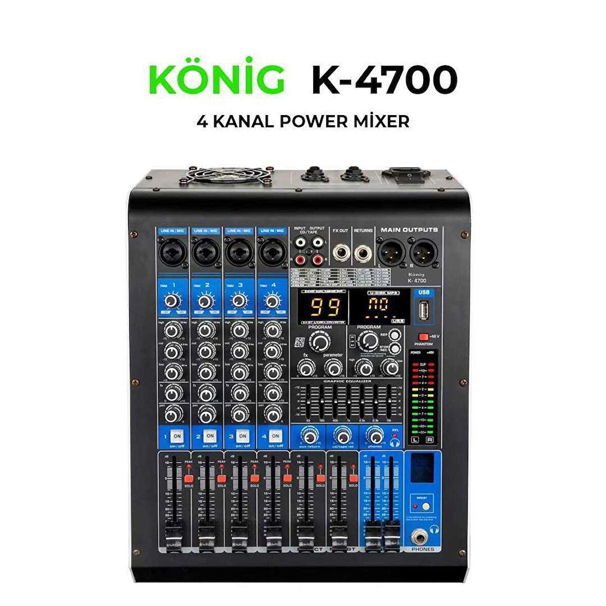 KÖNİG KA-4700 P 4 KANAL 700W POWER MİXER 