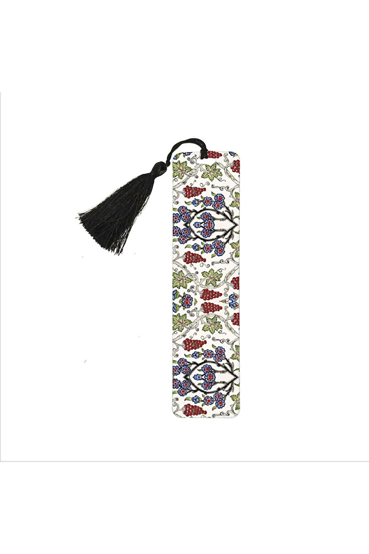 Üzümlü Çini Desen Baskılı, Püsküllü Kitap Ayracı (hediyelik Bookmark,ayraç-137)