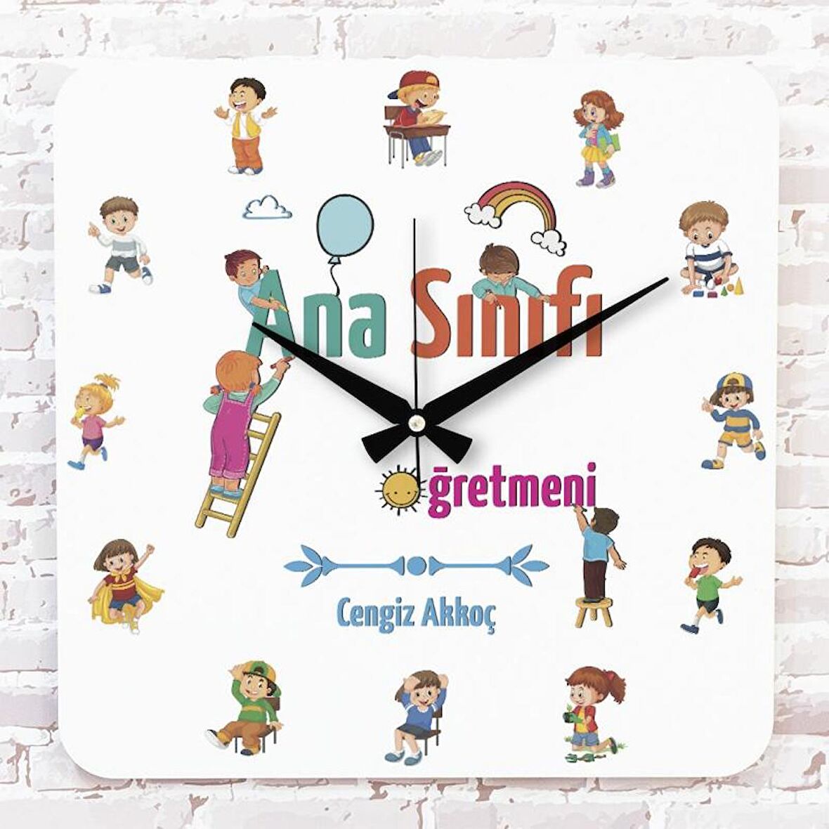 Ana Sınıfı Öğretmenine Hediye Ahşap Saat 33cm KA01-1003