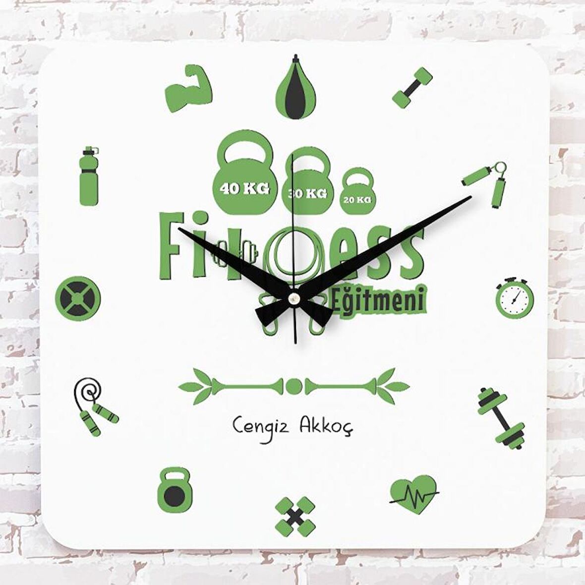 Fitness Eğitmenine Hediye Ahşap Saat 33cm KA01-1009