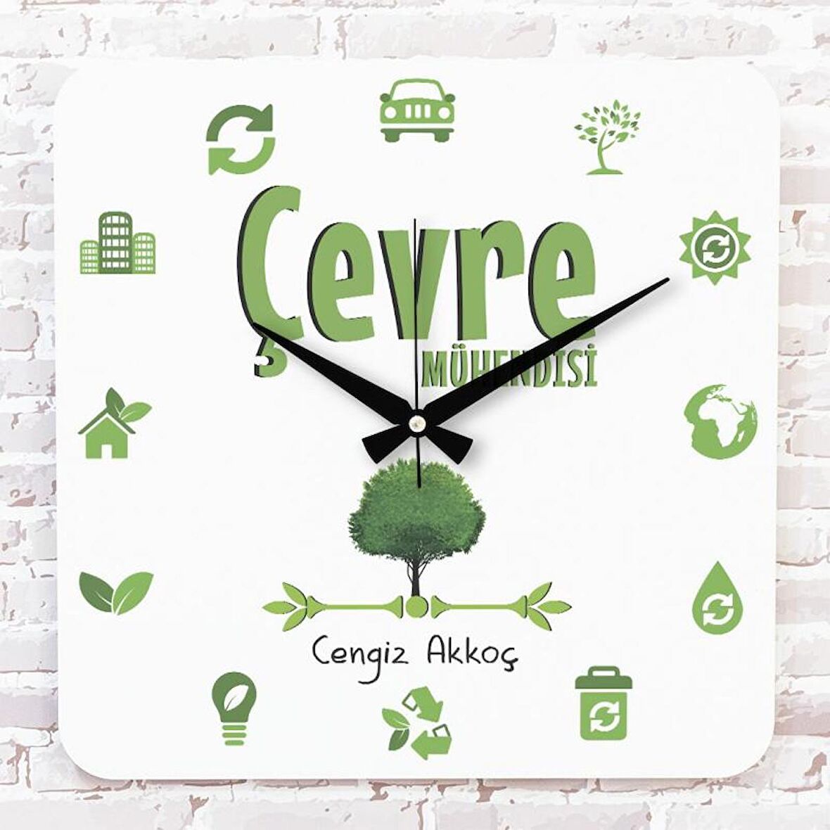 Çevre Mühendisine Hediye Ahşap Saat 33cm KA01-1014