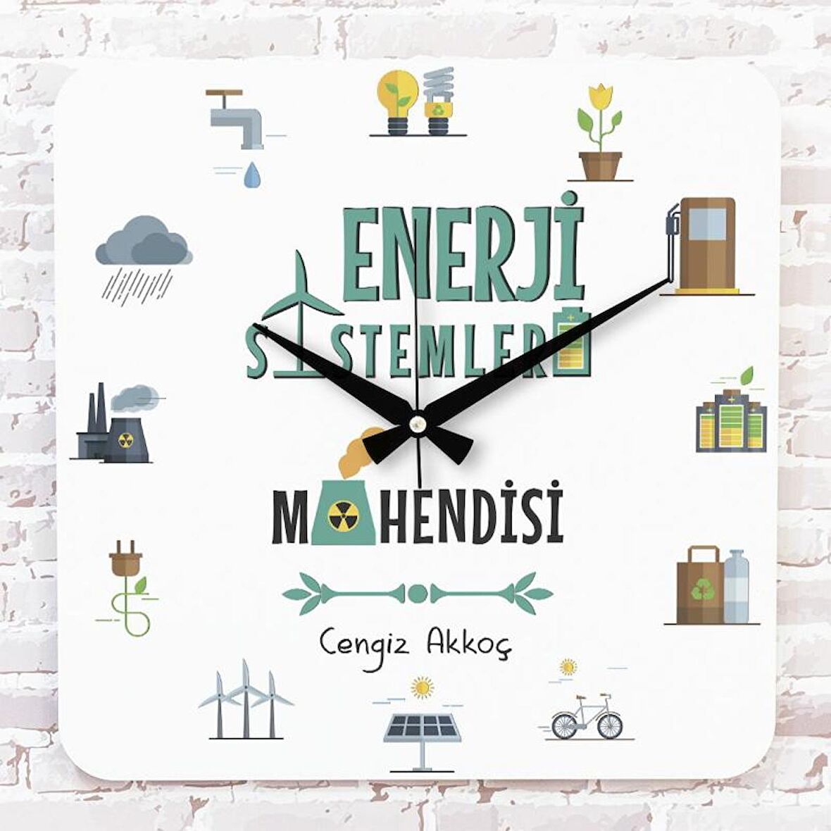 Enerji Sistemleri Mühendisine Hediye Ahşap Saat 33cm KA01-1016