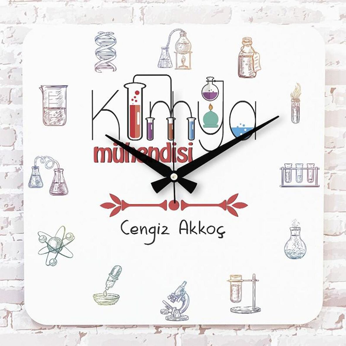 Kimya Mühendisine Hediye Ahşap Saat 33cm KA01-1018