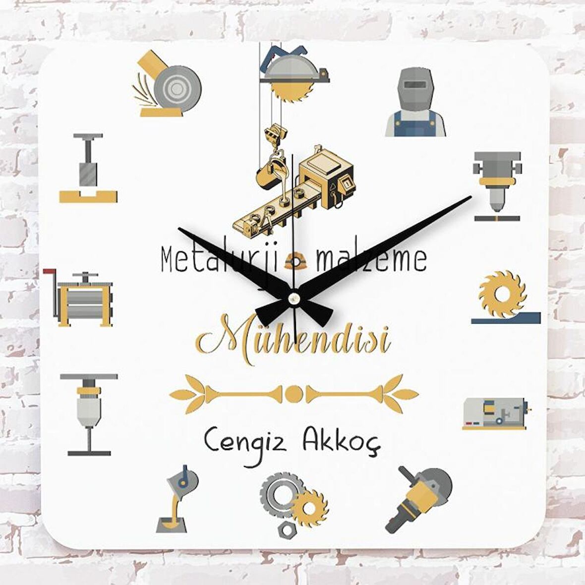 Metalurji ve Malzeme Hediye Ahşap Saat 33cm KA01-1022