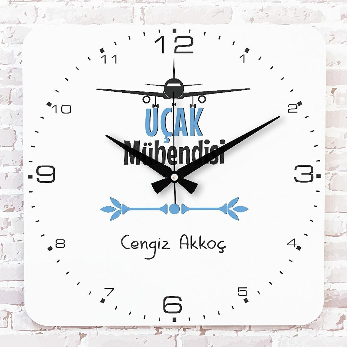 Uçak Mühendisine Hediye Ahşap Saat 33cm KA01-1026