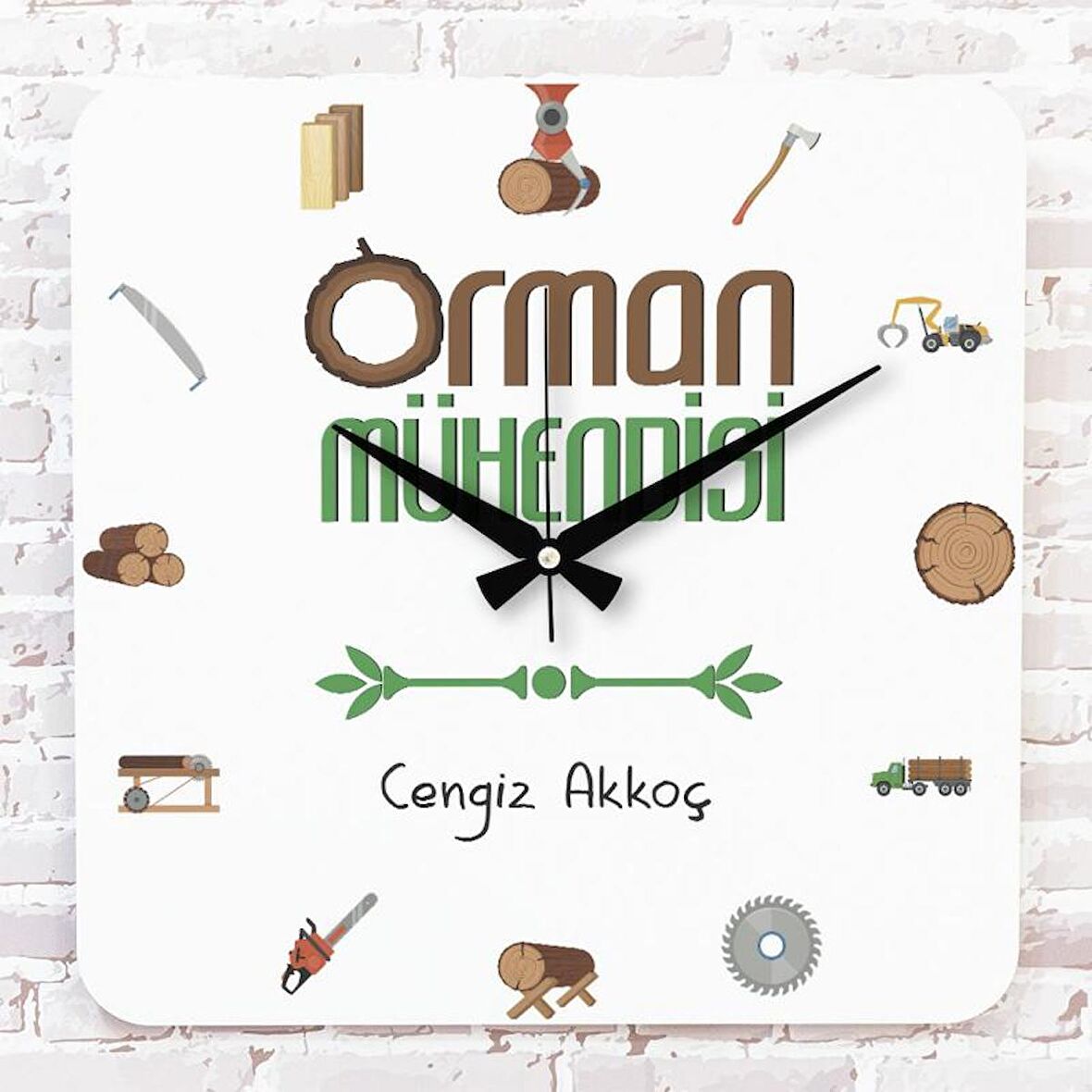 Orman Mühendisine Hediye Ahşap Saat 33cm KA01-1029