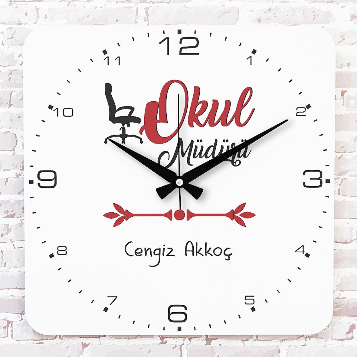 Okul Müdürüne Hediye Ahşap Saat 33cm KA01-1031