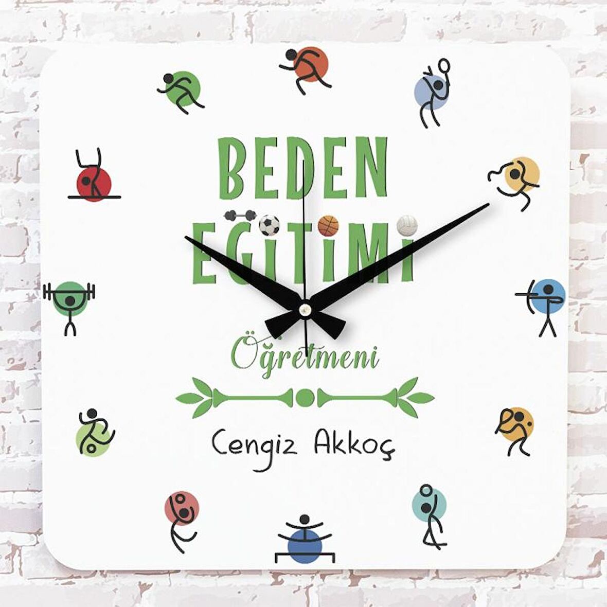 Beden Eğitimi Öğretmenine Hediye Ahşap Saat 33cm KA01-1035