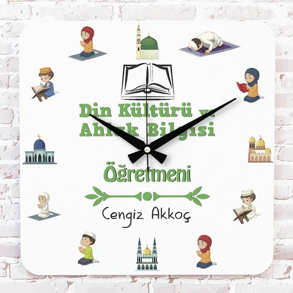 Din Kültürü Öğretmenine Hediye Ahşap Saat 33cm KA01-1038