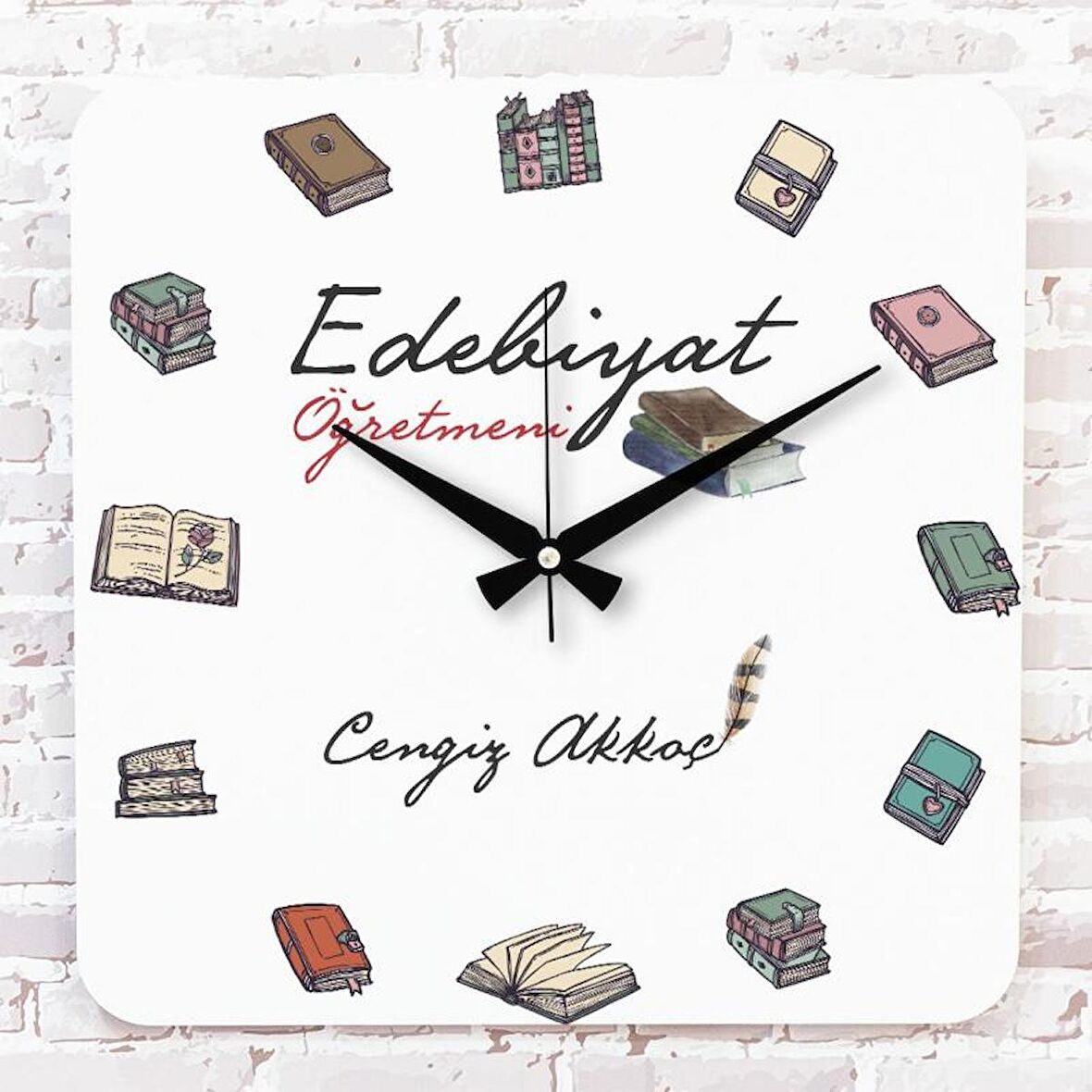 Edebiyat Öğretmenine Hediye Ahşap Saat 33cm KA01-1039