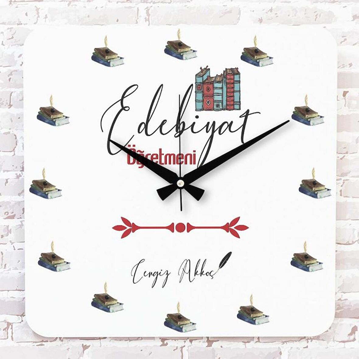 Edebiyat Öğretmenine Hediye Ahşap Saat 33cm KA01-1040