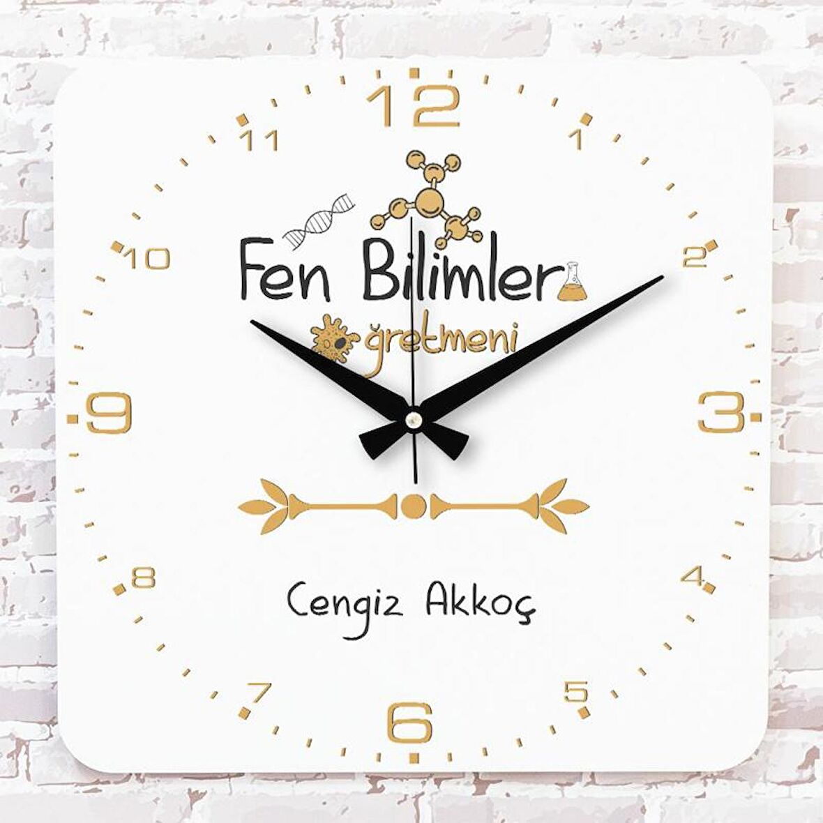 Fen Bilimleri Öğretmenine Hediye Ahşap Saat 33cm KA01-1042