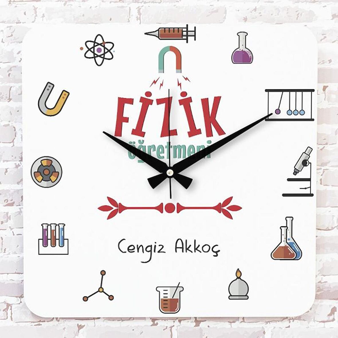Fizik Öğretmenine Hediye Ahşap Saat 33cm KA01-1044