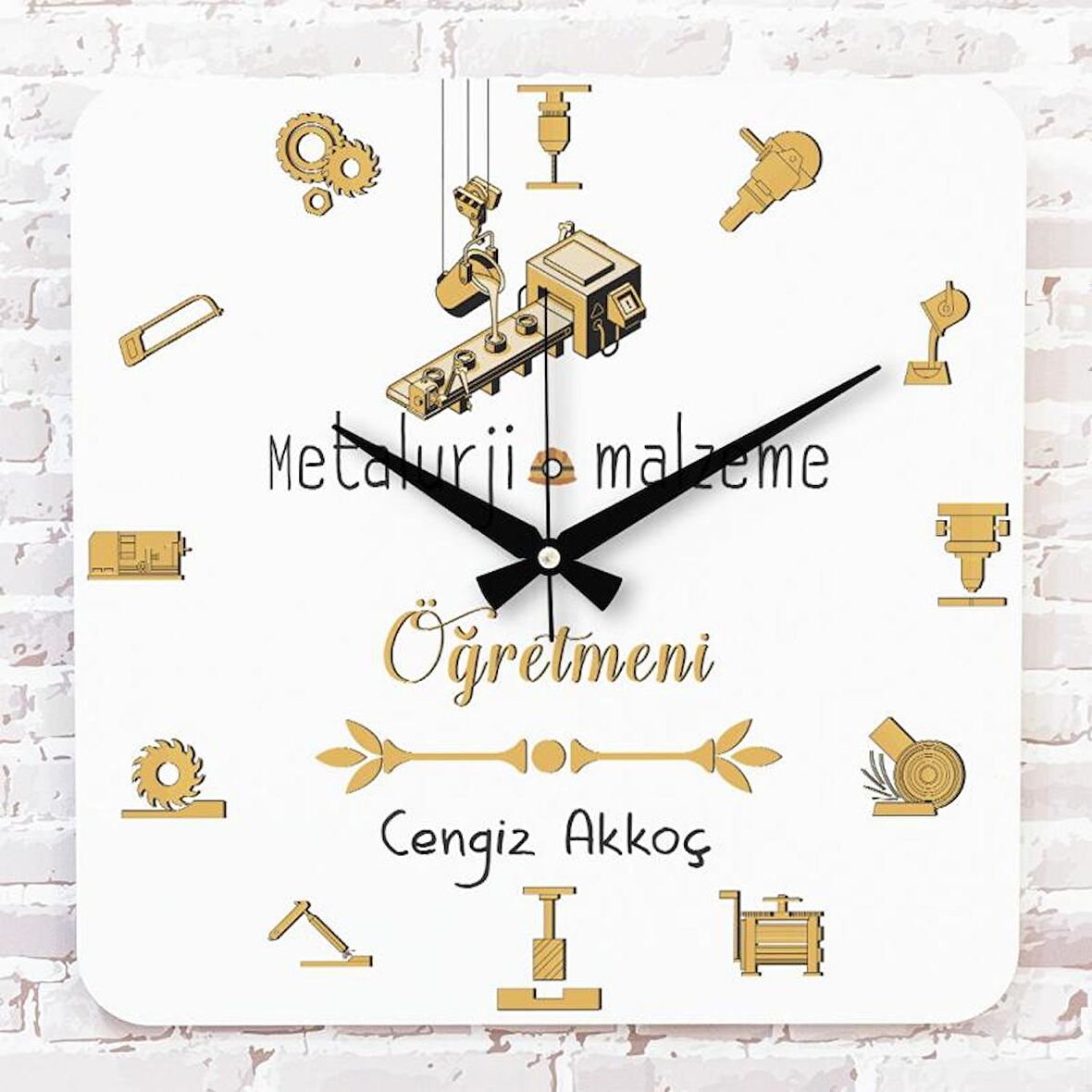 Metalurji ve Malzeme Öğretmenine Hediye Ahşap Saat 33cm KA01-1051