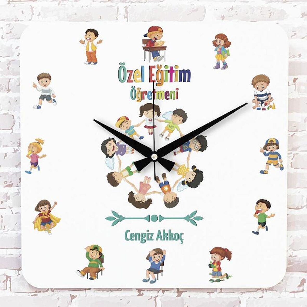 Özel Eğitim Öğretmenine Hediye Ahşap Saat 33cm KA01-1053