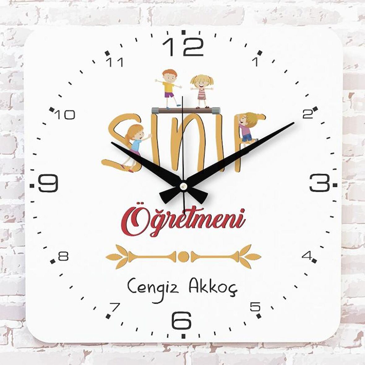 Sınıf Öğretmenine Hediye Ahşap Saat 33cm KA01-1058