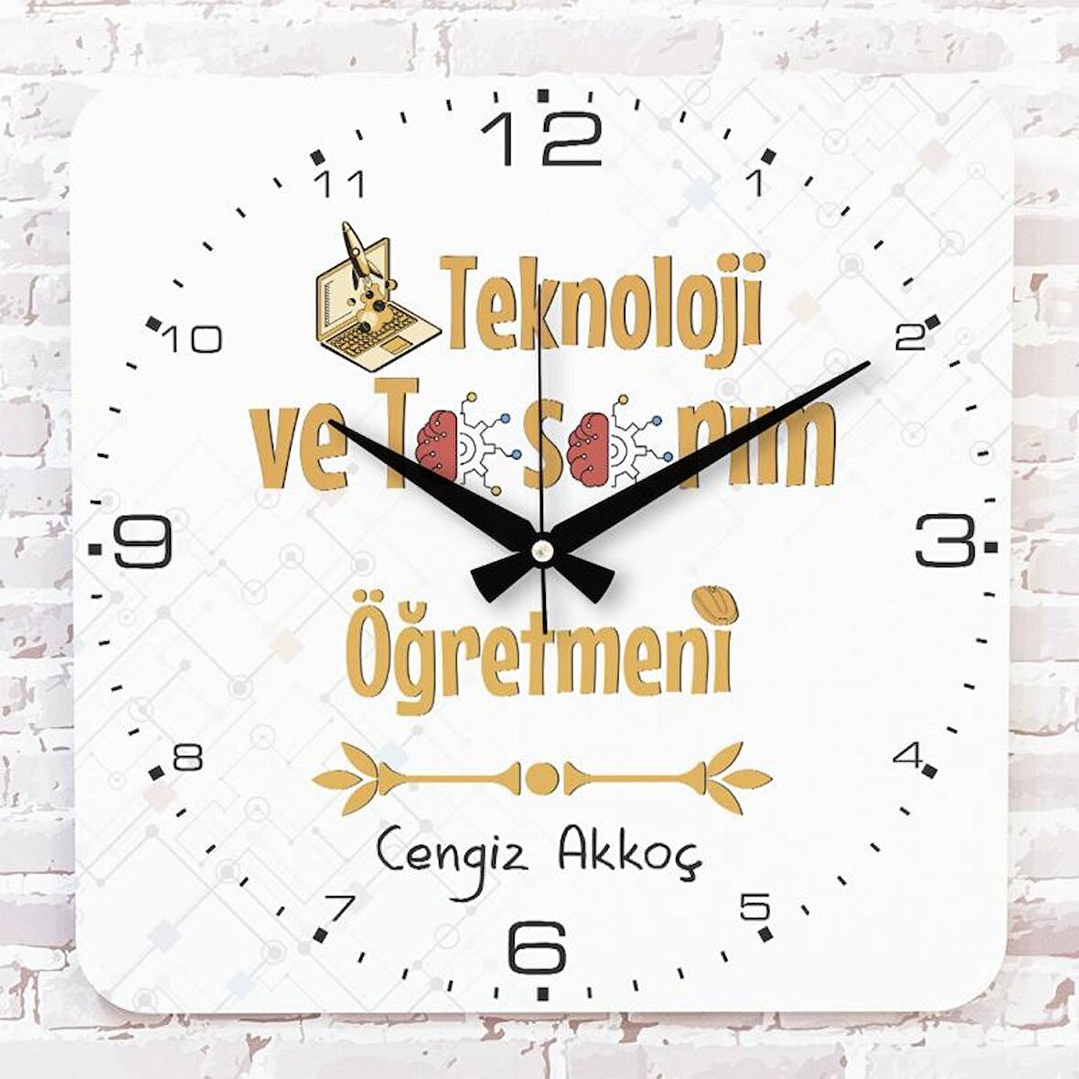 Teknoloji & Tasarım Öğretmenine Hediye Ahşap Saat 33cm KA01-1060