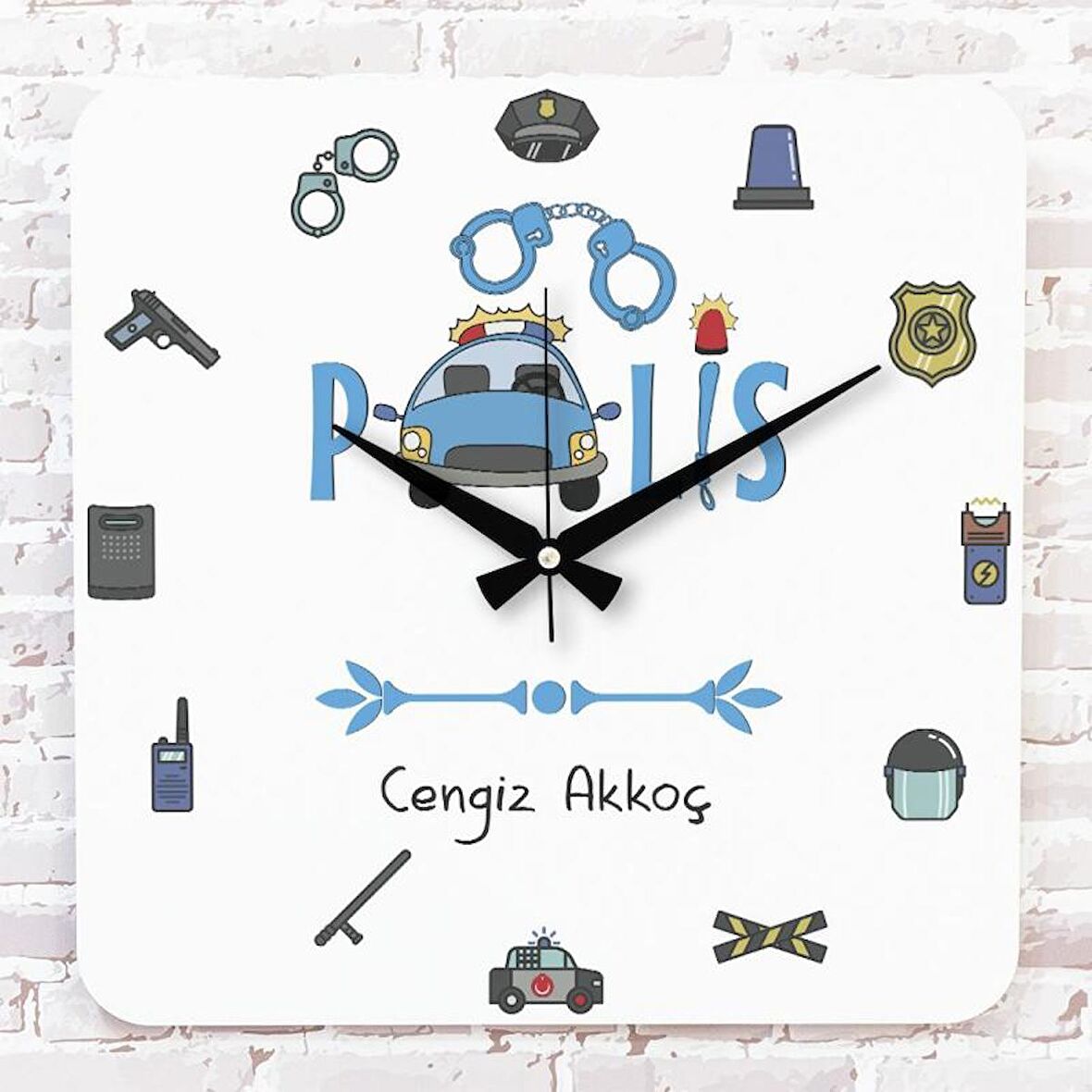 Polise Hediye Ahşap Saat 33cm KA01-1072