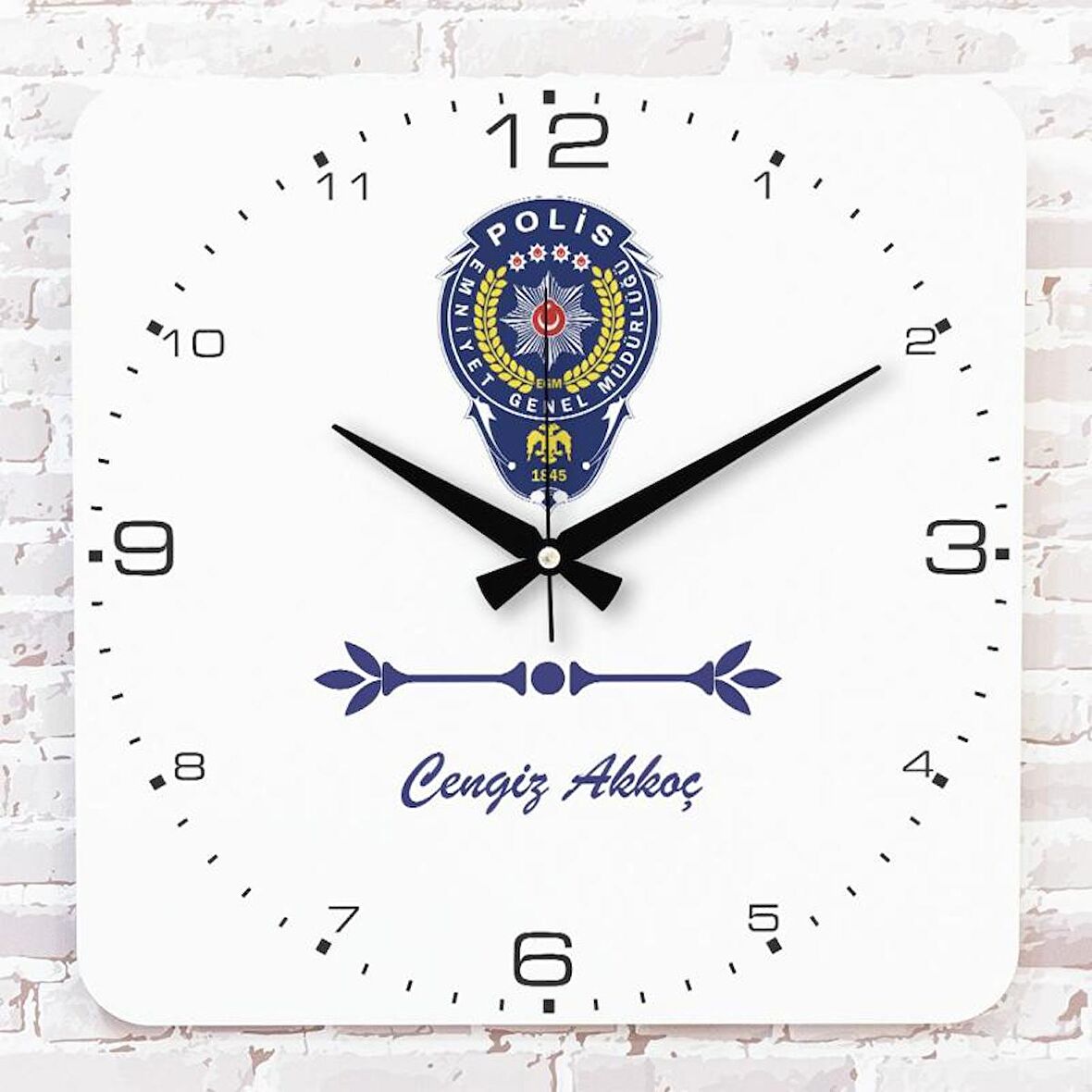 Polise Hediye Ahşap Saat 33cm KA01-1073