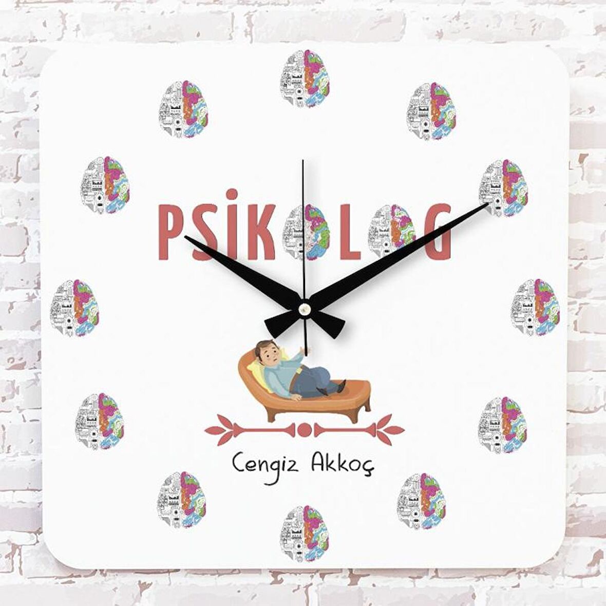 Psikoloğa Hediye Ahşap Saat 33cm KA01-1077