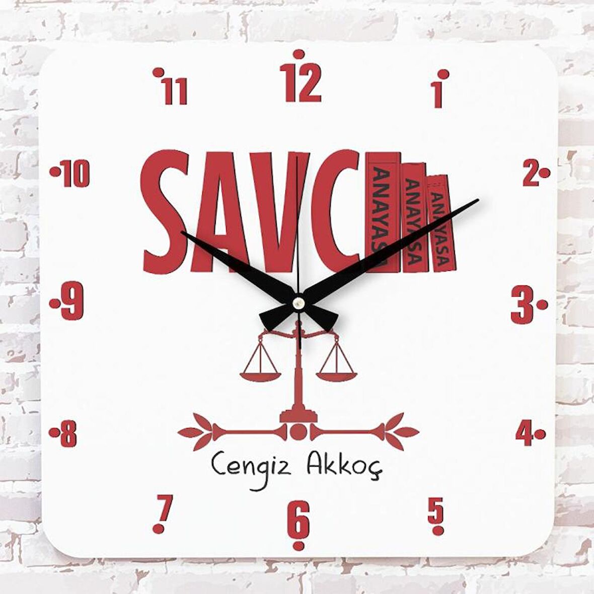 Savcıya Hediye Ahşap Saat 33cm KA01-1084