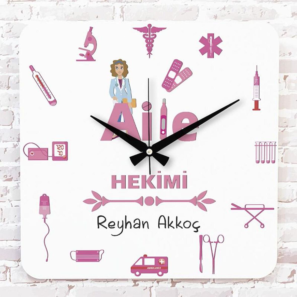 Aile Hekimine Hediye Ahşap Saat 33cm KA01-1089