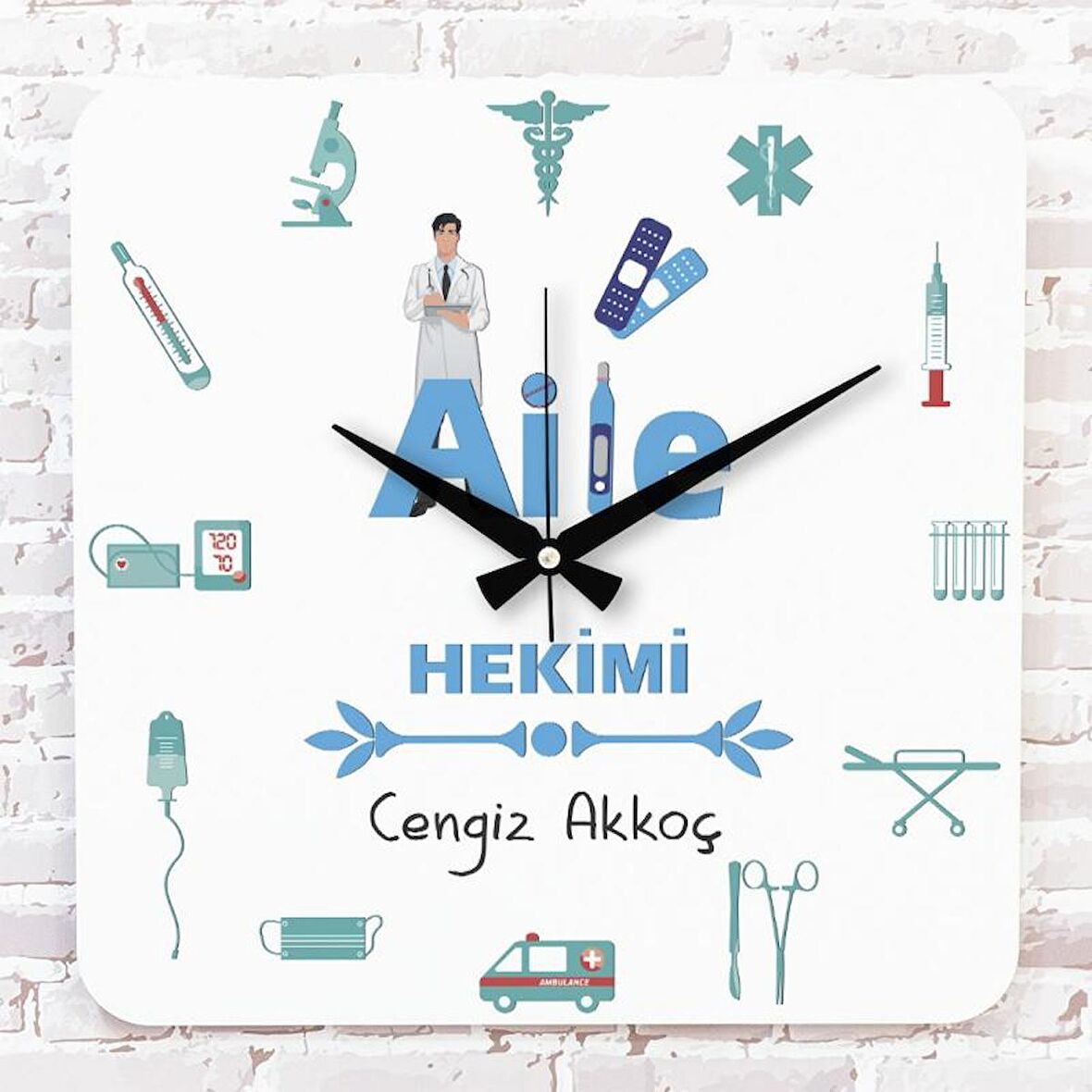 Aile Hekimine Hediye Ahşap Saat 33cm KA01-1090