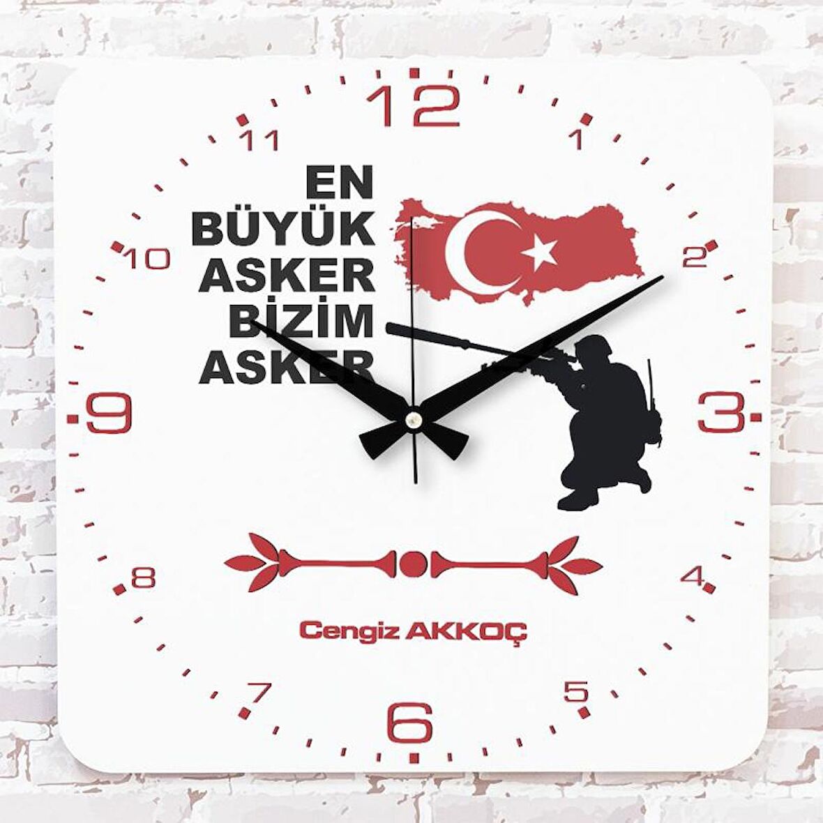 Askere Hediye Ahşap Saat 33cm KA01-1092