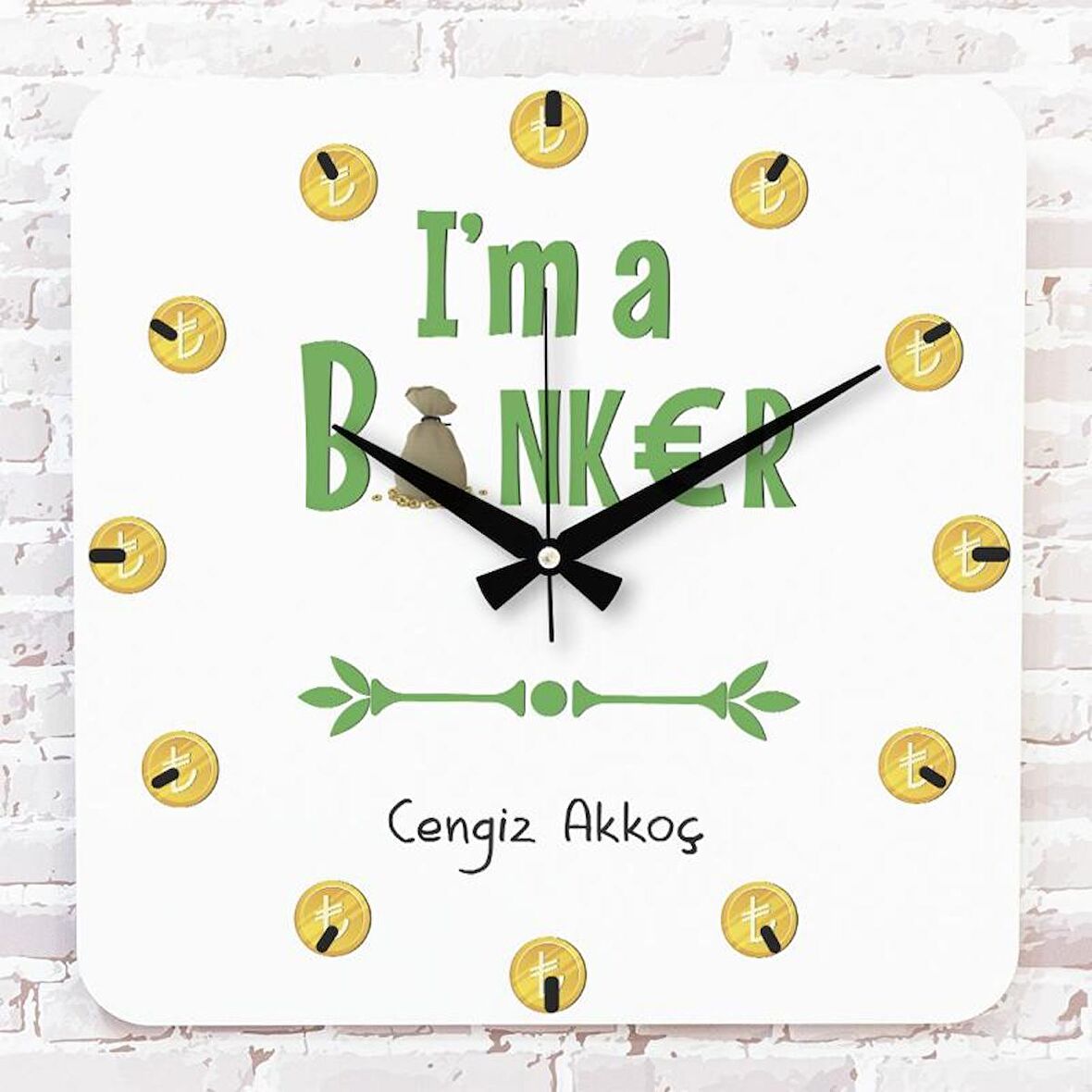 Bankere Hediye Ahşap Saat 33cm KA01-1100