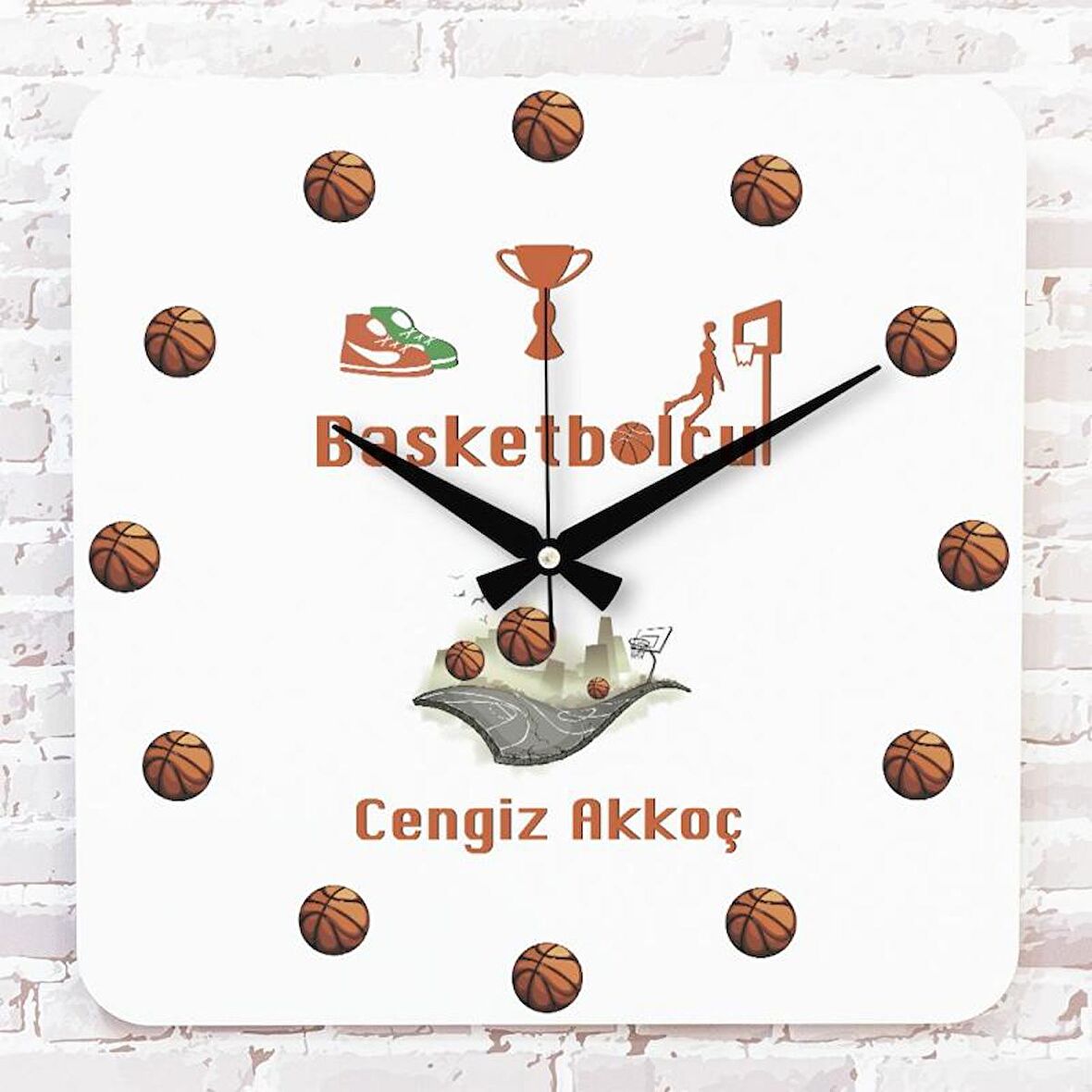 Basketbolcuya Hediye Ahşap Saat 33cm KA01-1101