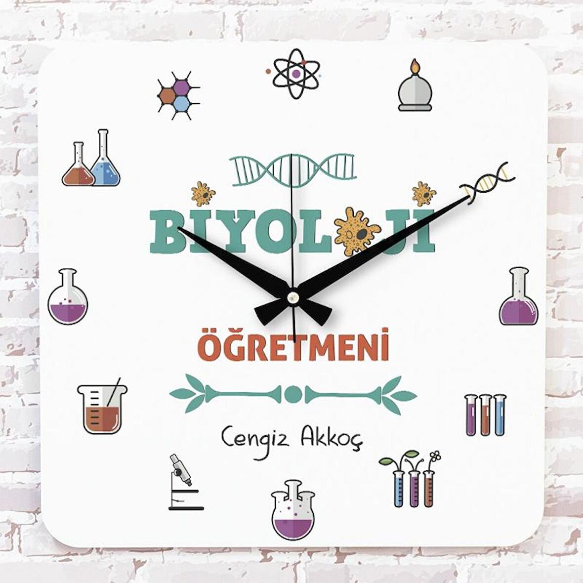 Biyoloji Öğretmenine Hediye Ahşap Saat 33cm KA01-1107