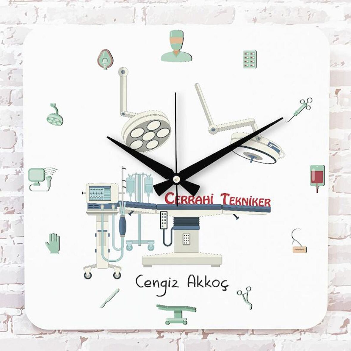 Cerrahi Teknikere Hediye Ahşap Saat 33cm KA01-1108
