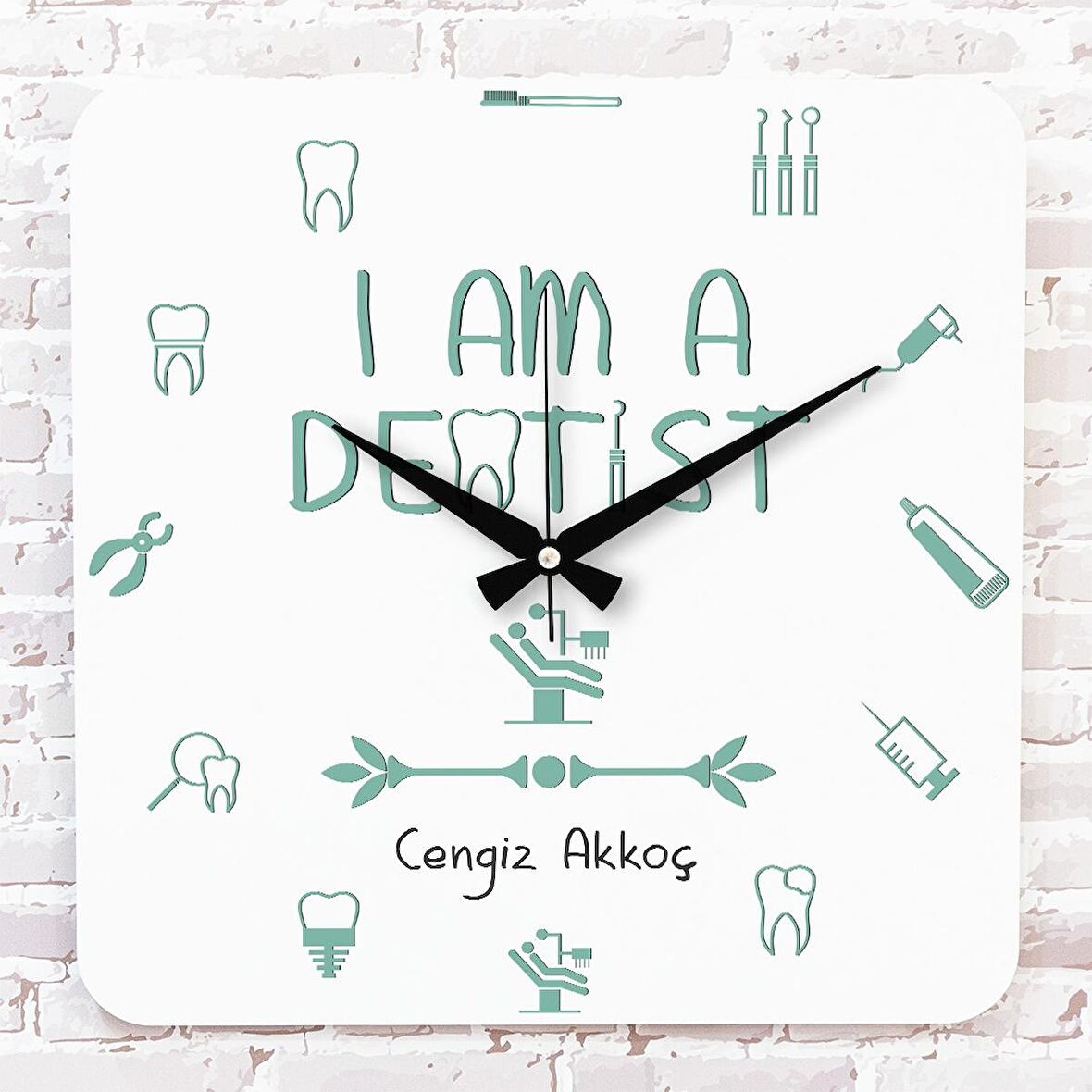 Diş Hekimine Hediye Ahşap Saat 33cm KA01-1124