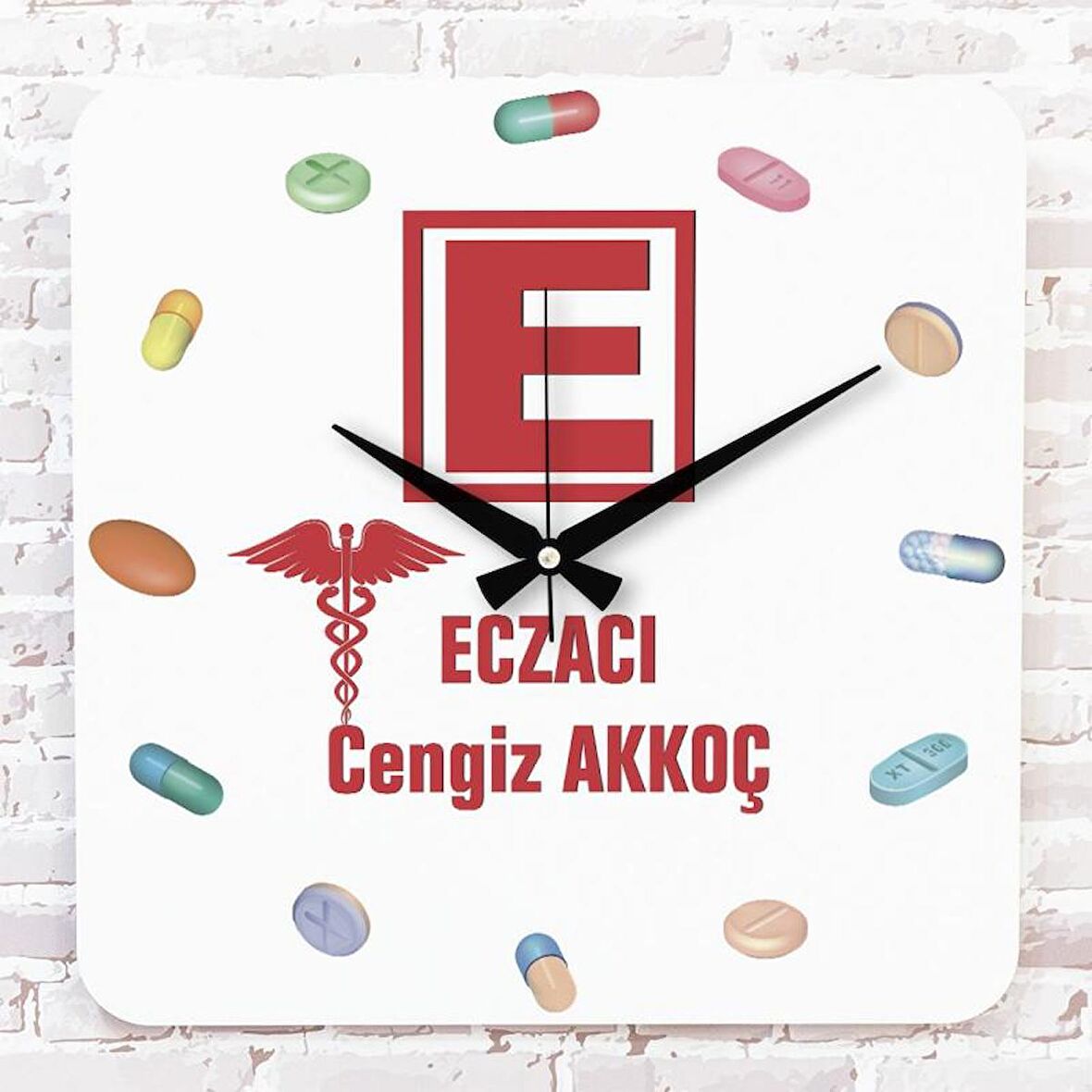 Eczacıya Hediye Ahşap Saat 33cm KA01-1130