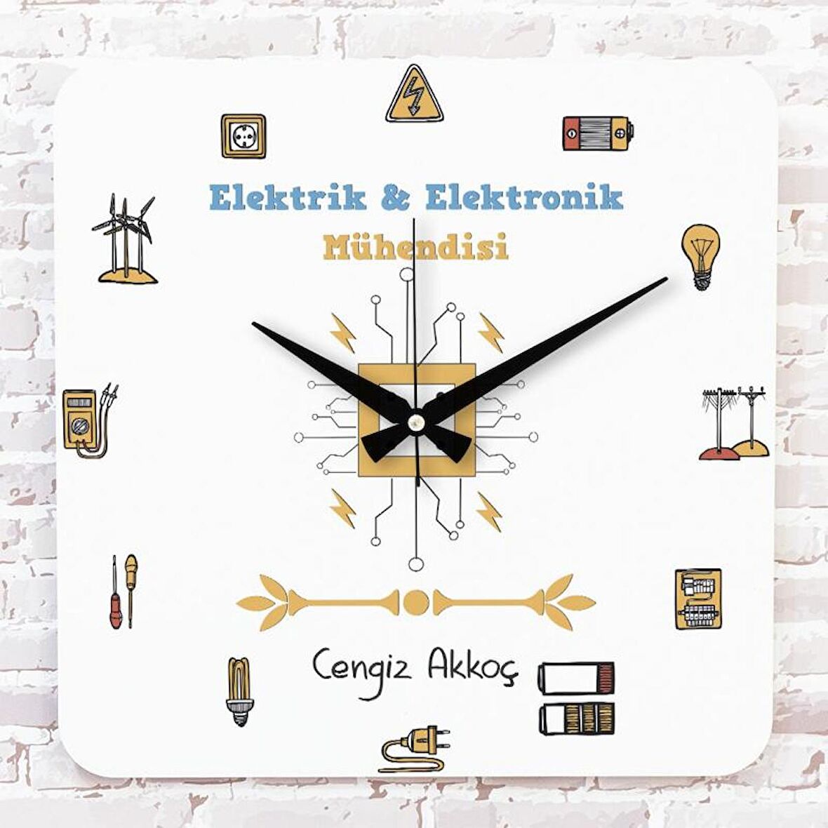 Elektrik & Elektronik Mühendisine Hediye Ahşap Saat 33cm KA01-1134