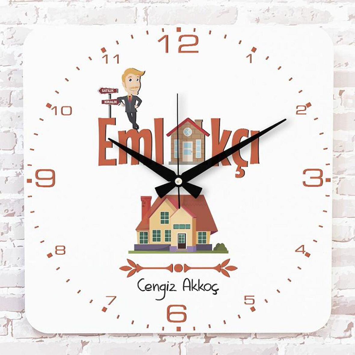 Emlakçıya Hediye Ahşap Saat 33cm KA01-1135