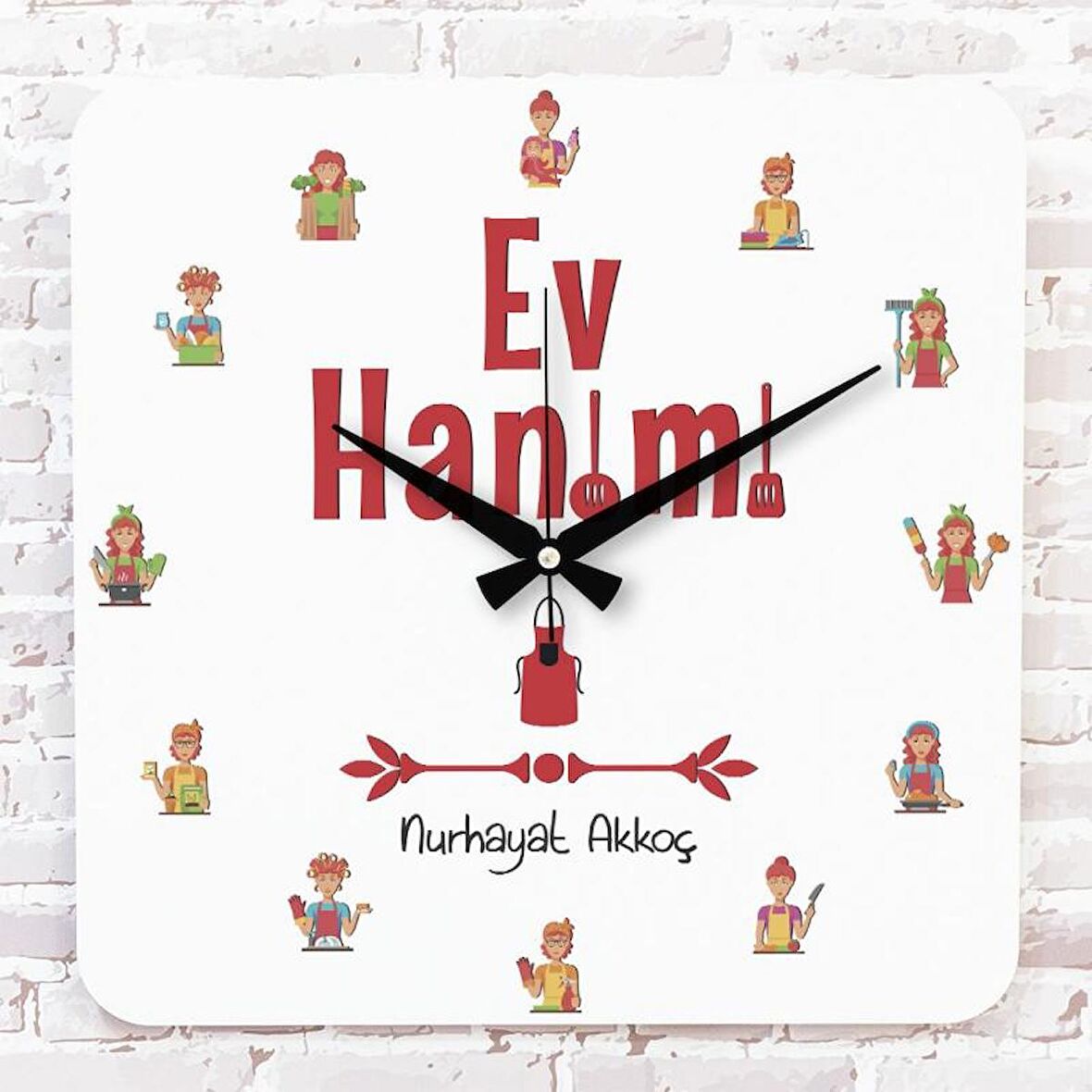 Ev Hanımına Hediye Ahşap Saat 33cm KA01-1137
