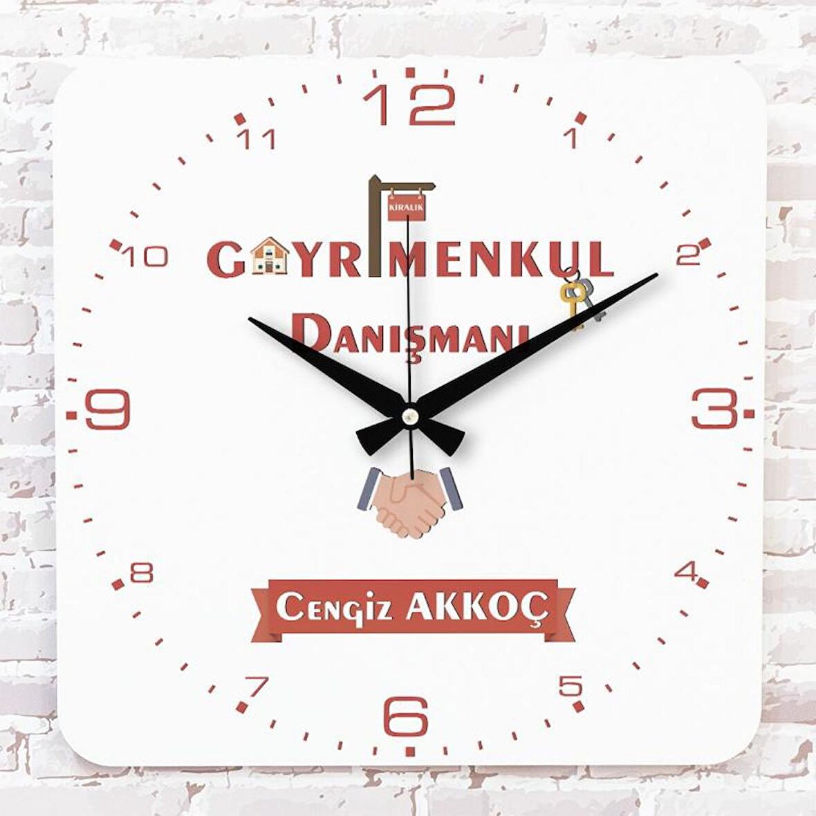 Gayrimenkul Danışmanına Hediye Ahşap Saat 33cm KA01-1145