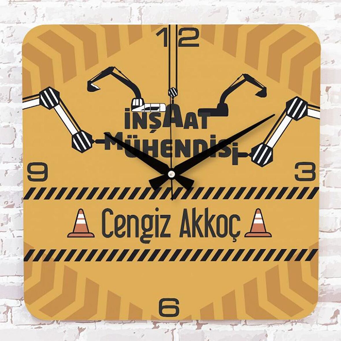 İnşaat Mühendisine Hediye Ahşap Saat 33cm KA01-1170