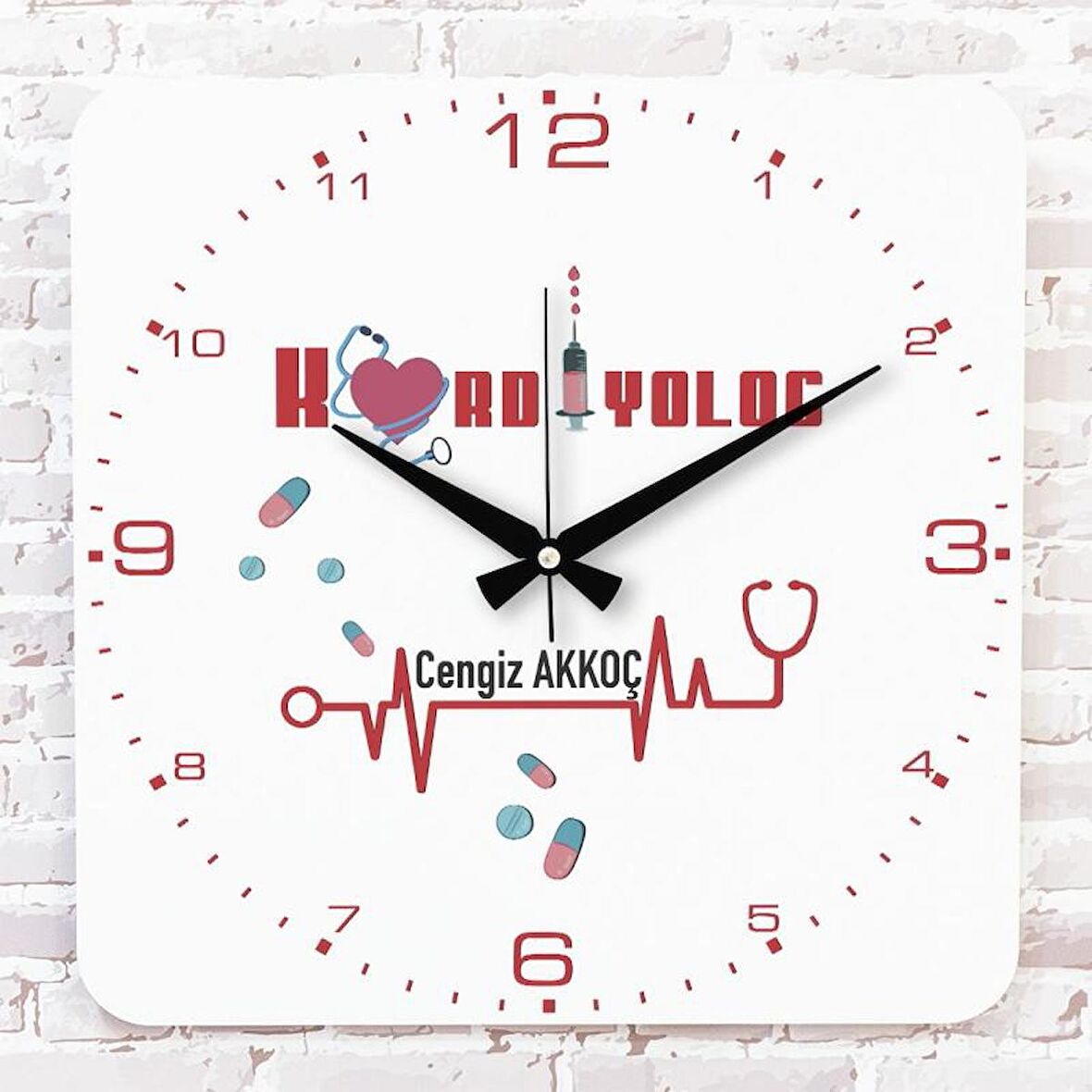 Kardiyoloğa Hediye Ahşap Saat 33cm KA01-1179