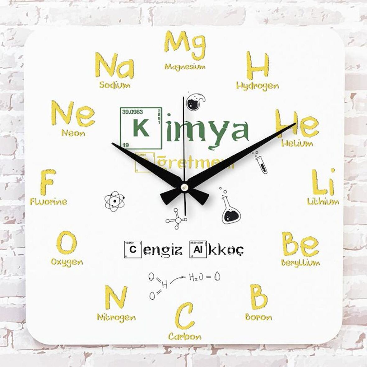 Kimya Öğretmenine Hediye Ahşap Saat 33cm KA01-1180