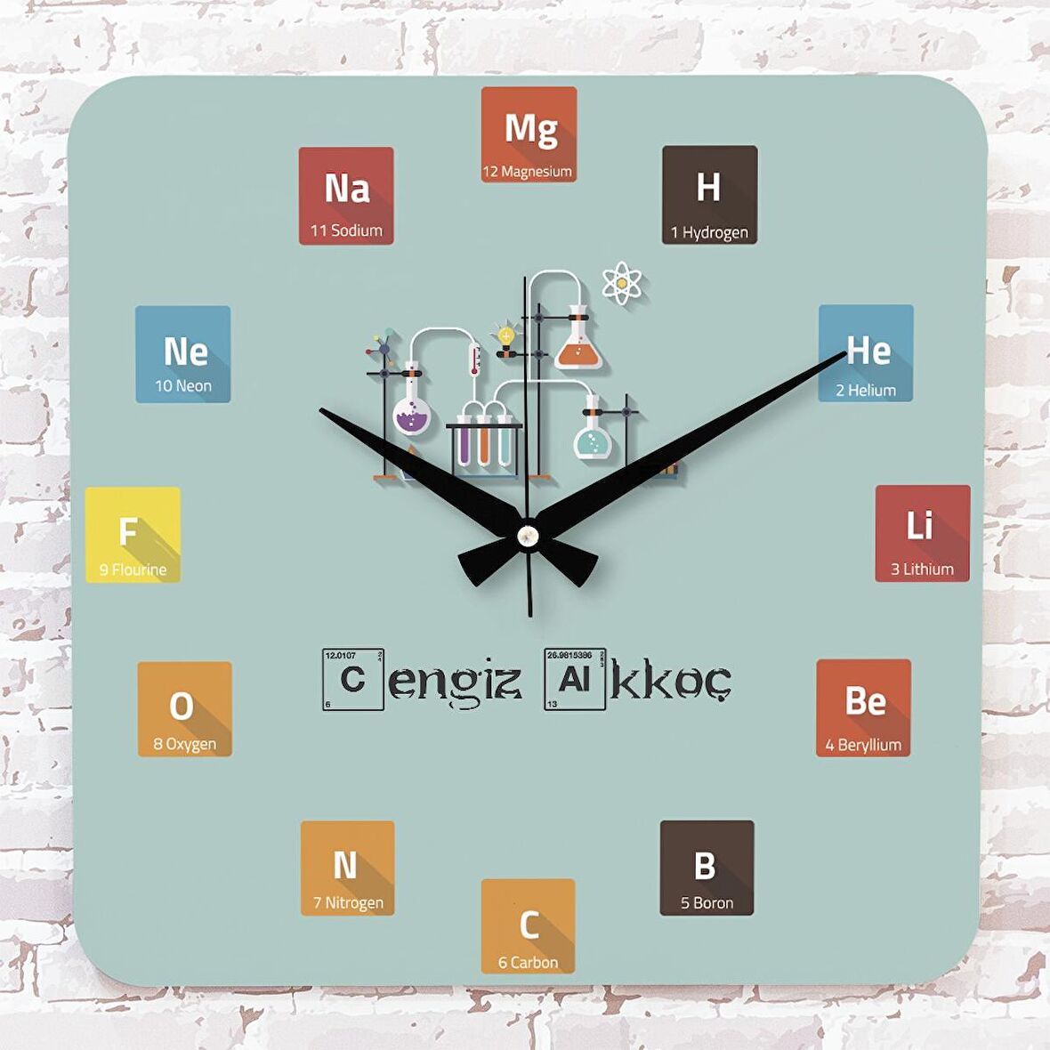 Kimya Öğretmenine Hediye Ahşap Saat 33cm KA01-1184