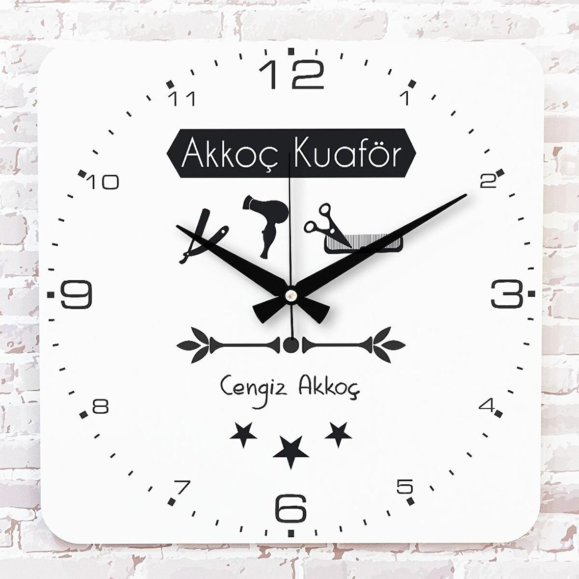 Kuaföre Hediye Ahşap Saat 33cm KA01-1206