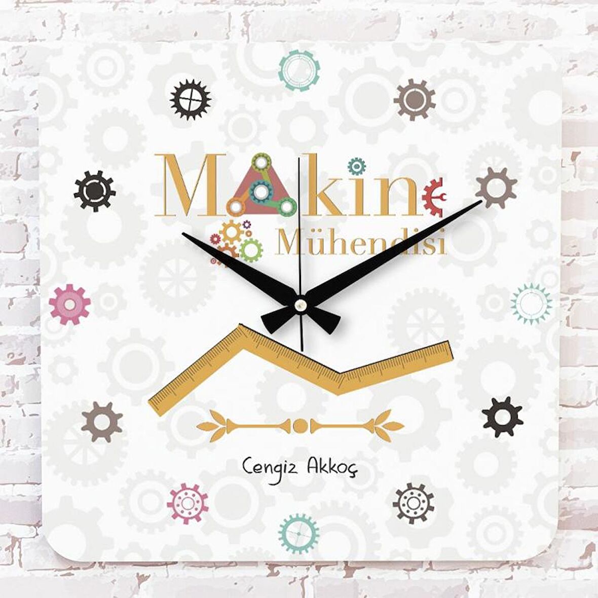 Makine Mühendisine Hediye Ahşap Saat 33cm KA01-1215