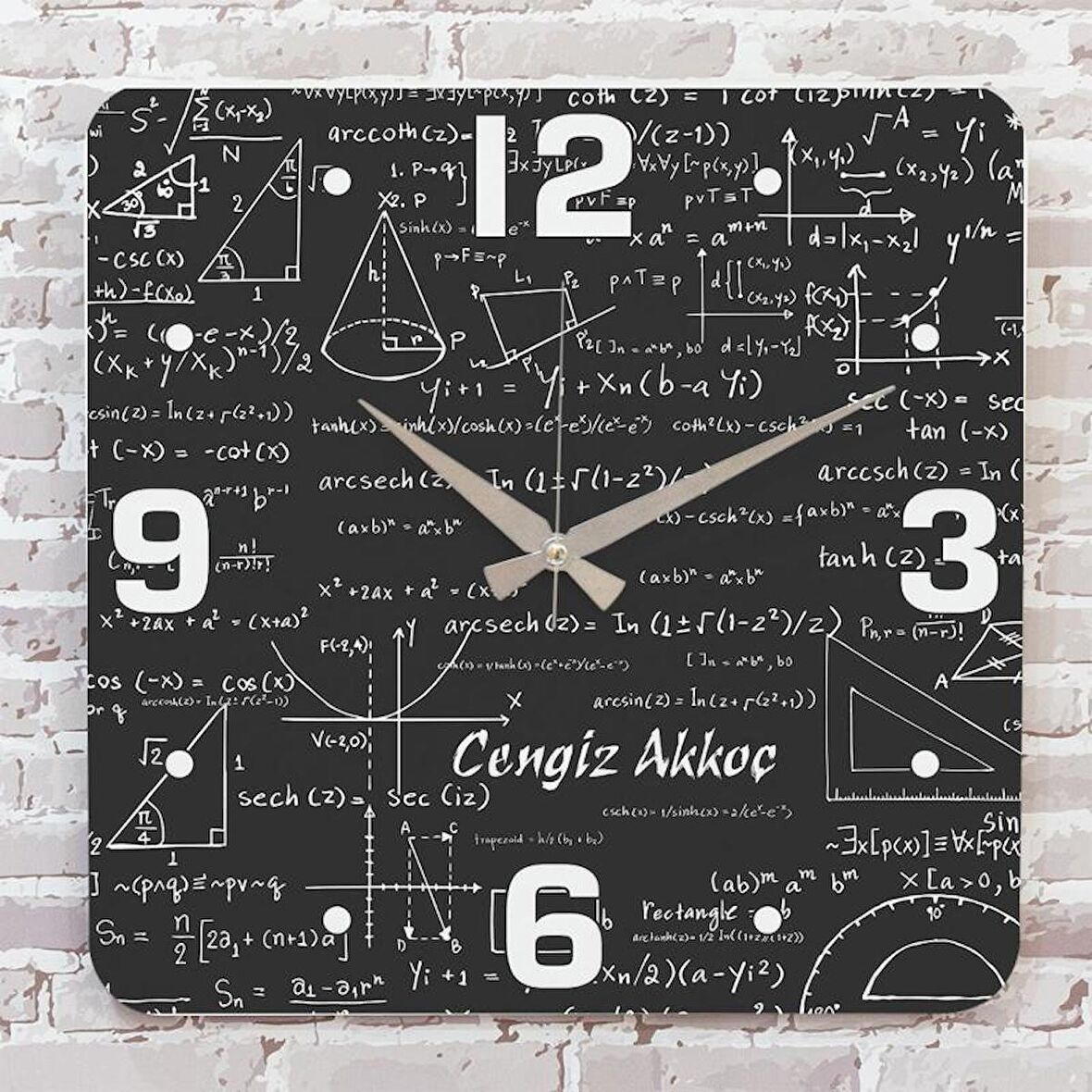 Matematik Öğretmenine Hediye Ahşap Saat 33cm KA01-1218