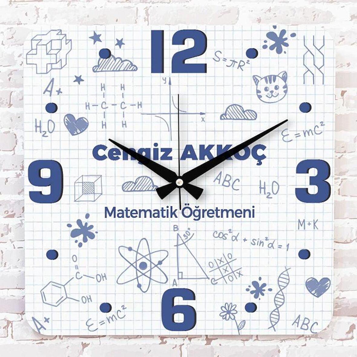 Matematik Öğretmenine Hediye Ahşap Saat 33cm KA01-1220