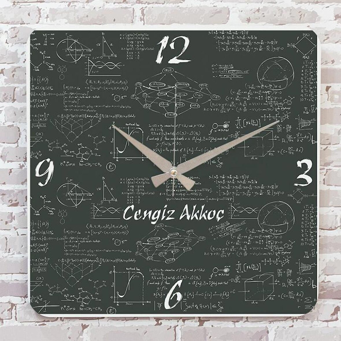 Matematik Öğretmenine Hediye Ahşap Saat 33cm KA01-1222